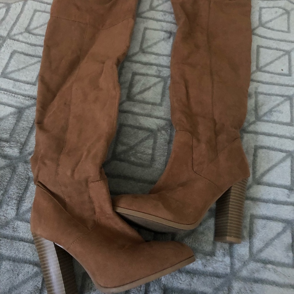Brown thigh high boots
